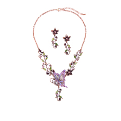 Wholesale women gift jewelry vintage artificial roses purple pearl flower necklace Wholesale women gift jewelry vintage artificial roses purple pearl flower necklace