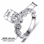 Crystal Finger Ring Brass Plated Silver Color Cubic Zirconia Ring For Wedding Party