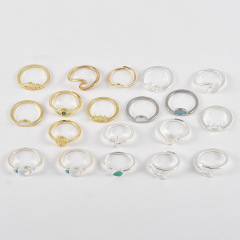 amazon ins fashion Women Bohemian Boho Vintage sun star 19pcs Knuckle stack Bullet Midi Finger Rings Full Ring Set