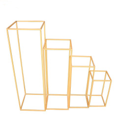 custom Gold metal Road Lead stage showwindow display wedding square 4sets flower stand