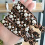 Women Bead Rainbow Glittering Pearl hair cord Accessor Elastic hair bands