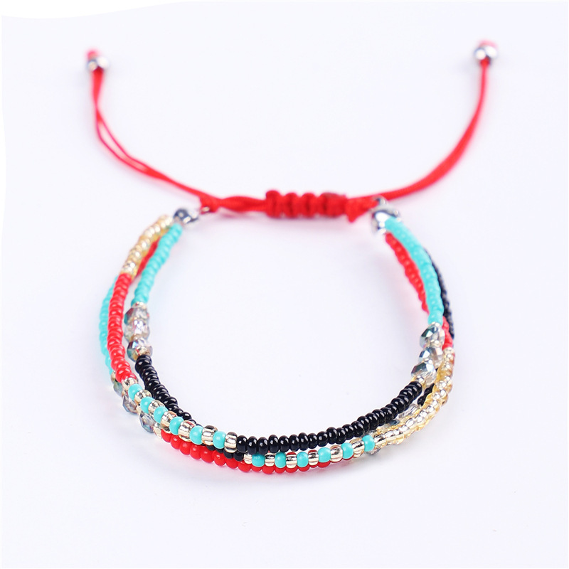 Hot Sale Multilayer Colorful Tiny Beads Handmade Woven Rope Adjustable Bracelet