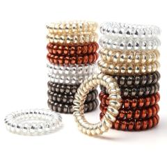 2020 Yiwu Factory Hair Accessory Glitter Metal Color Telephone Wire Hair Tie