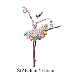 china wholesale women jewelry colored crystal ballet dancing girl rhinestone brooches