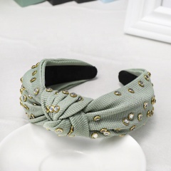 2020 new arrivals amazon custom printed wide elastic rhinestone 2 piece set hair bands