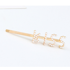 Korean Fashional hair accessories letter pearl hair clips hairpin