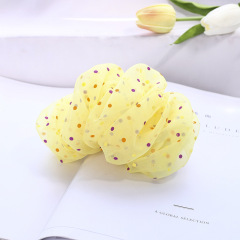 wholesale polka dot pleated cute lady silk yarn organza hair clip for girls