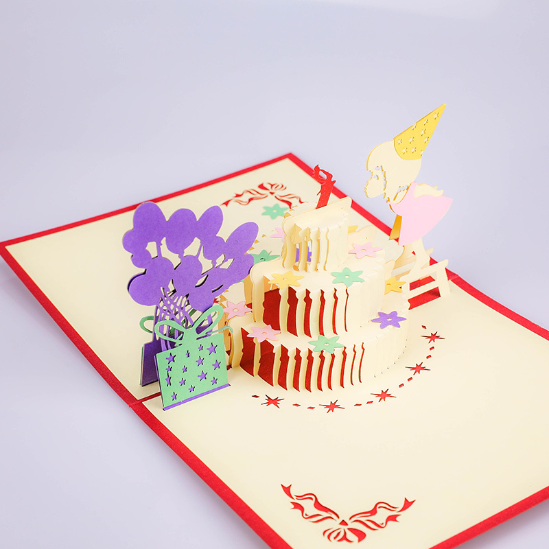 Handmade OEM logo paper boy happy birthday 3d pop up card Handmade OEM logo paper boy happy birthday 3d pop up card