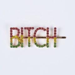 Korean hair grip pearl rhinestone hairpin colored letter hairpin with custom words