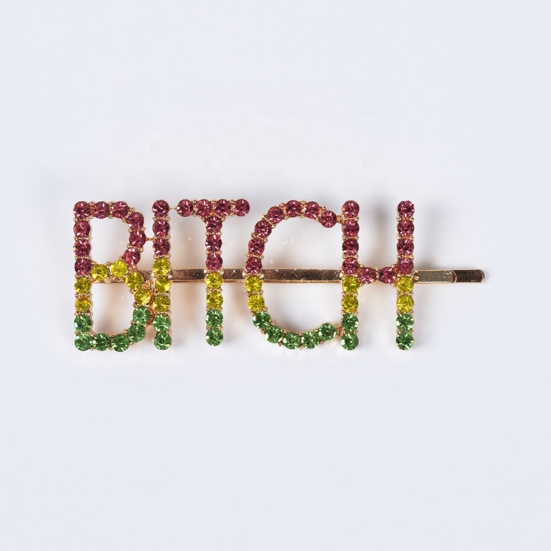 Korean hair grip pearl rhinestone hairpin colored letter hairpin with custom words Korean hair grip pearl rhinestone hairpin colored letter hairpin with custom words