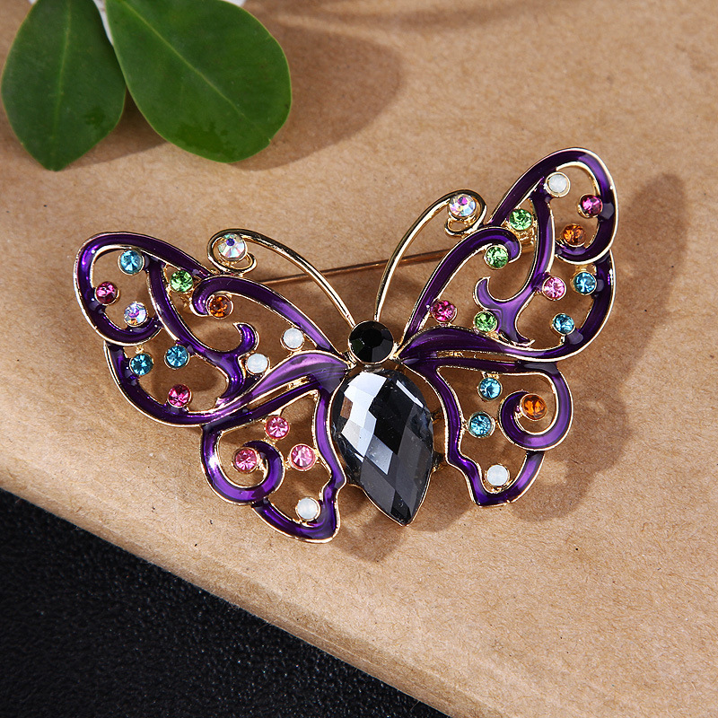 High Quality Trendy Women Jewelry Wedding Hollow Rhinestone Butterfly Brooches