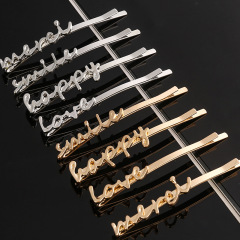 Girls Silver Gold Letters Metal Hair Pin Accessories Fashion Korean Hair Clip Girls Silver Gold Letters Metal Hair Pin Accessories Fashion Korean Hair Clip