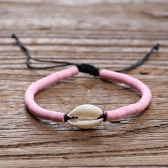 Fashion boho natural seashell bracelet multicolor tassel bracelet pottery bead bracelet