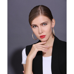 Hot sale fashion circle 18k gold plated copper frosted women earrings for gift