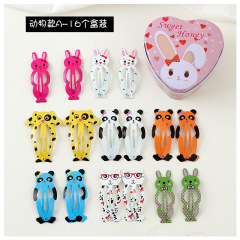 16pcs Korean printed cartoon animal fruit Crown Hairpin bb hair clip