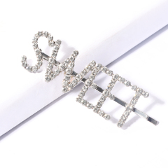 2020 new style custom girls colorful rhinestone letter SWEET hair pins with words