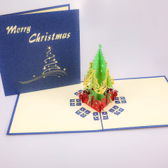 OEM pink tree paper laser cut wedding Valentine's Day gift 3d pop up card