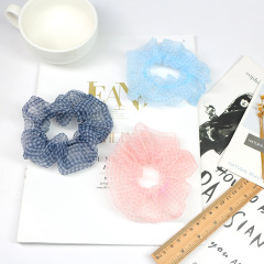 Wholesale fashion custom girls transparent organza classic plaid elastic scrunchies for hair