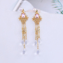 Fashion trend 2019 stainless steel silver women drop crystal earrings