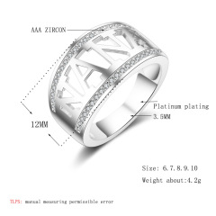 Fashion European Rose Gold Plated Cubic Zirconia Ring Pave Crystal Ring
