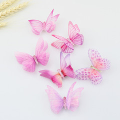 New style children's 6cm double tulle butterfly ribbon duckbill hair clips for girls
