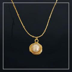 Fashion 18K gold pendant europe vintage jewelry baroque brass copper pearl necklace
