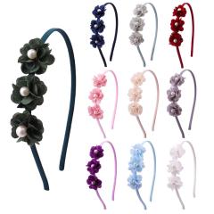 Handmade trendy ladies hair accessories 3d pearl flower lace headbands