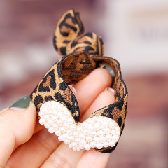 hair cord women sponytail holder No Crease heart Leopard Pearl hair band