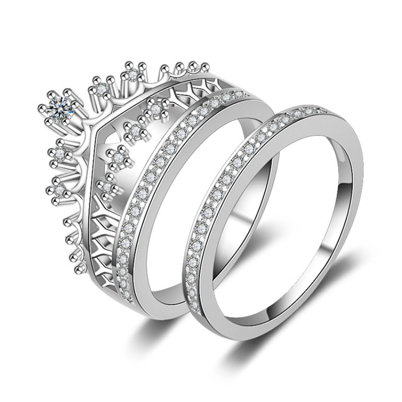 18K White Gold GP Crystal Zircon CZ Crown Engagement Wedding Bridal Ring 18K White Gold GP Crystal Zircon CZ Crown Engagement Wedding Bridal Ring