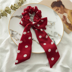 New arrival girls stain scarf scrunchies with bow elastic hair bands for women