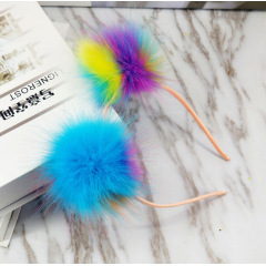 Colorful women fashion hair accessories elastic pom pom party headbands Colorful women fashion hair accessories elastic pom pom party headbands