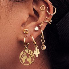 amazon ins women fashion trendy gold plated heart map stud earring set for lady girls gift with loop amazon ins women fashion trendy gold plated heart map stud earring set for lady girls gift with loop