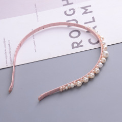 Pink Glitter Headband satin Non slip Hair Band Women pearl Hair Hoop