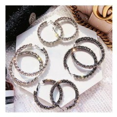 Fashion jewelry simple flash diamond crystal hoop earrings for women