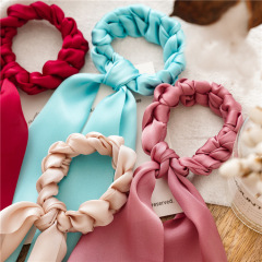 wholesale new hand-woven ins style girl chouchou ribbon knotted hair ties for women