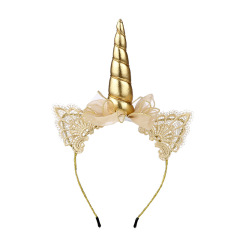 Handmade hair accessories Kids embroidery fabric unicorn cat Hair Band
