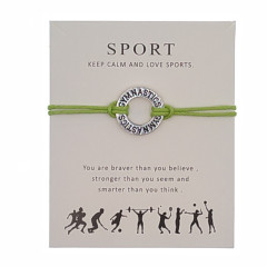 Amazon custom charm leather GYMNASTICS rope adjustment bracelet for women men's with blessing card