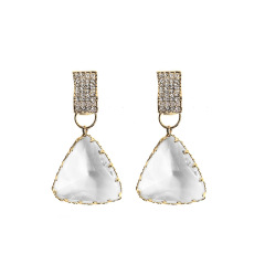 Fashion Women Jewelry Super Flash Diamond Geometric Triangle Crystal Earrings