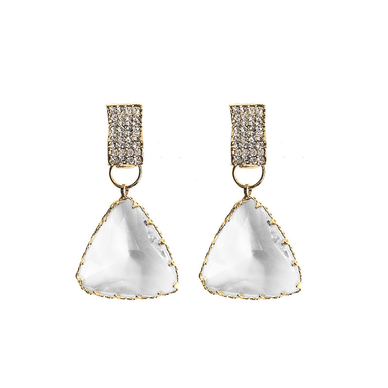 Fashion Women Jewelry Super Flash Diamond Geometric Triangle Crystal Earrings