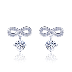 Wedding bride bridesmaid bowknot pendant 925 silver vvs moissanite earrings