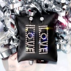 Wholesale girls fashion jewelry bling bling long crystal letter earrings Wholesale girls fashion jewelry bling bling long crystal letter earrings