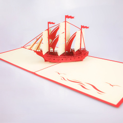 Handmade OEM logo paper boy happy birthday ship 3d pop up paper cards