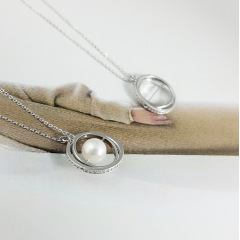 Korean fashion valentine's day christmas gift jewelry silver women pearl necklace silver 925