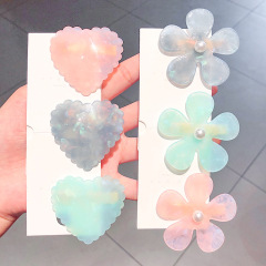 summer hot sale love flower acrylic hair clips for women hair accessories