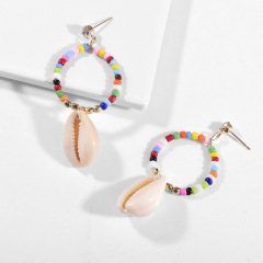 wholesale colorful fashion alloy beads nature shell stud earrings women