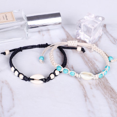 Fashion Natural Stone Turquoise Bead Bracelet Ocean Seashell Shell Stretch Bracelet