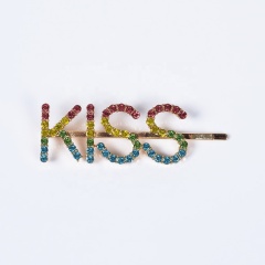 Korean wholesale hair clip popular rhinestone clip hair KISS letter accessories hair girls