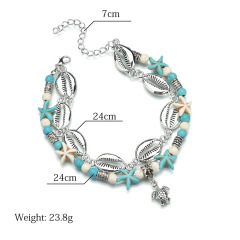 2pcs/set Fashionable sterling silver jewelry women silver anklets with colorful beads