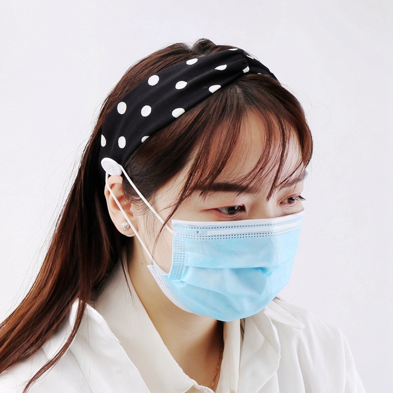 Wholesale Women Polka Dots Crisscross Stretchy Button Yoga Running Sports Sweat Headbands Wholesale Women Polka Dots Crisscross Stretchy Button Yoga Running Sports Sweat Headbands