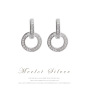 fashion custom wholesale women ladi jewelry gift silver circle zircon 925 earring